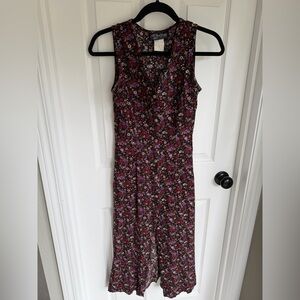 Vintage 90’s All That Jazz Black Floral Dress Top with Pink and White Flowers